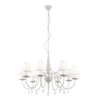 Candelabru Elizee modern alb, abajururi textile albe, 8xE14/28W, IEL C8 01 01, Incanti