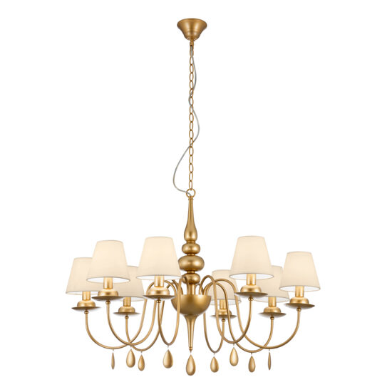 Candelabru Elizee modern bronz, abajururi textile ivoar, 8xE14/28W, IEL C8 23 02, Incanti