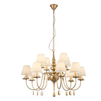 Candelabru Elizee modern bronz, abajururi textile ivoar, 12xE14/28W, IEL C12 23 02, Incanti