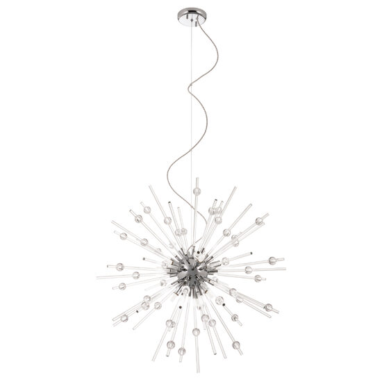 Lustra Genesi moderna cromata, brate din sticla, sfere decorative din acryl, 9xG9/28W, IGN P9 10 50, Incanti