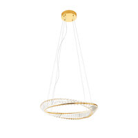 Lustra Oblige moderna aurie cu cristal, dimmabila in 3 pasi, LED 31W/3720lm, 3000K/4000K/6000K, CRI90, IOB PM 11, Incanti