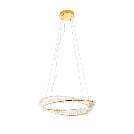 Lustra Oblige moderna aurie cu cristal, dimmabila in 3 pasi, LED 31W/3720lm, 3000K/4000K/6000K, CRI90, IOB PM 11, Incanti