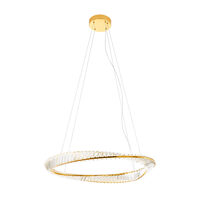 Lustra Oblige moderna aurie cu cristale, dimmabila in 3 pasi, LED 42W/5040lm, 3000K/4000K/6000K, CRI90, IOB PL 11, Incanti