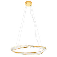 Lustra Oblige moderna aurie cu cristale, dimmabila in 3 pasi, LED 52W/6240lm, 3000K/4000K/6000K, CRI90, IOB PXL 11, Incanti