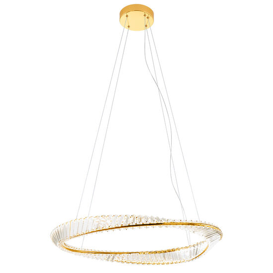 Lustra Oblige moderna aurie cu cristale, dimmabila in 3 pasi, LED 52W/6240lm, 3000K/4000K/6000K, CRI90, IOB PXL 11, Incanti