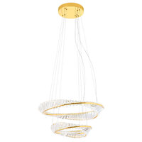 Lustra Oblige moderna aurie cu cristale, dimmabila in 3 pasi, LED 50W/6000lm, 3000K/4000K/6000K, CRI90, IOB PS+M 11, Incanti