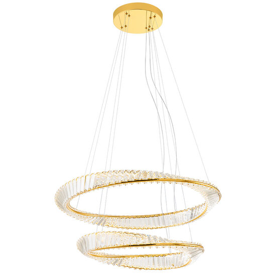 Lustra Oblige moderna aurie cu cristale, dimmabila in 3 pasi, LED 73W/8760lm, 3000K/4000K/6000K, CRI90, IOB PM+L 11, Incanti