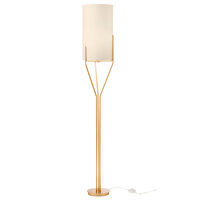 Lampadar Poseido modern auriu cu abajur textil bej si intrerupator, E27/42W, IPO F1 05 02, Incanti
