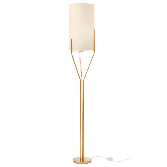 Lampadar Poseido modern auriu cu abajur textil bej si intrerupator, E27/42W, IPO F1 05 02, Incanti