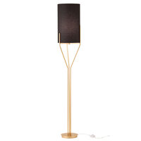 Lampadar Poseido modern auriu cu abajur textil negru si intrerupator, E27/42W, IPO F1 05 06, Incanti