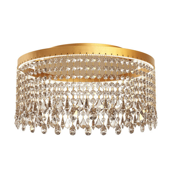 Plafoniera Vanesia aurie cu cristale, dimmabila in 3 pasi, LED 28W/3300lm, 3000K/4000K/6000K, CRI90, IVA CR S 11, Incanti