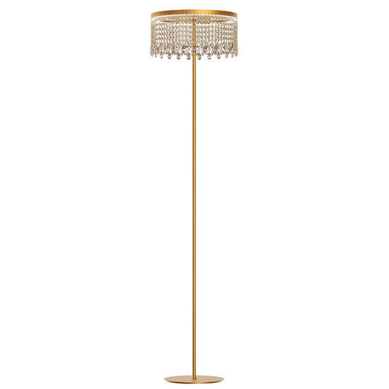 Lampadar Vanesia auriu, decorat cu cristale, dimmabil in 3 pasi, LED 23W/2800lm/3000K, CRI90, IVA F 11, Incanti