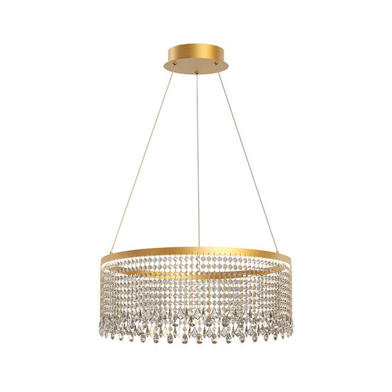 Lustra Vanesia aurie cu cristale, dimmabila in 3 pasi, LED 40W/4800lm, 3000K/4000K/6000K, CRI90, IVA PR M 11, Incanti