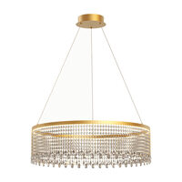 Lustra Vanesia aurie cu cristale, dimmabila in 3 pasi, LED 47W/5800lm, 3000K/4000K/6000K, CRI90, IVA PR L 11, Incanti