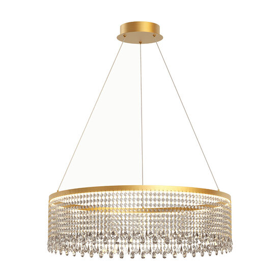 Lustra Vanesia aurie cu cristale, dimmabila in 3 pasi, LED 47W/5800lm, 3000K/4000K/6000K, CRI90, IVA PR L 11, Incanti