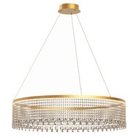 Lustra Vanesia aurie cu cristale, dimmabila in 3 pasi, LED 57W/7100lm, 3000K/4000K/6000K, CRI90, IVA PR XL 11, Incanti
