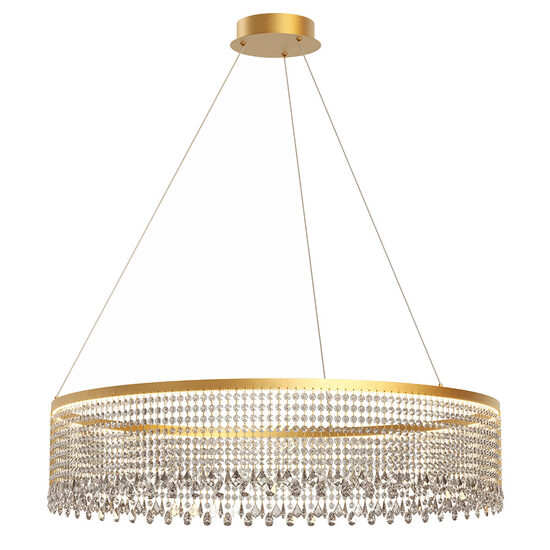 Lustra Vanesia aurie cu cristale, dimmabila in 3 pasi, LED 57W/7100lm, 3000K/4000K/6000K, CRI90, IVA PR XL 11, Incanti