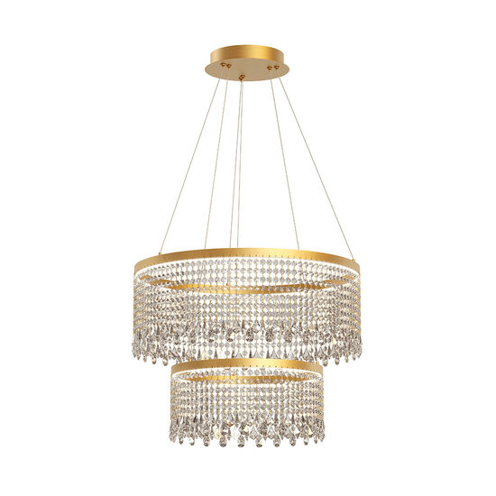 Lustra Vanesia aurie cu cristale, dimmabila in 3 pasi, LED 60W/7200lm, 3000K/4000K/6000K, CRI90, IVA PR S+M 11, Incanti