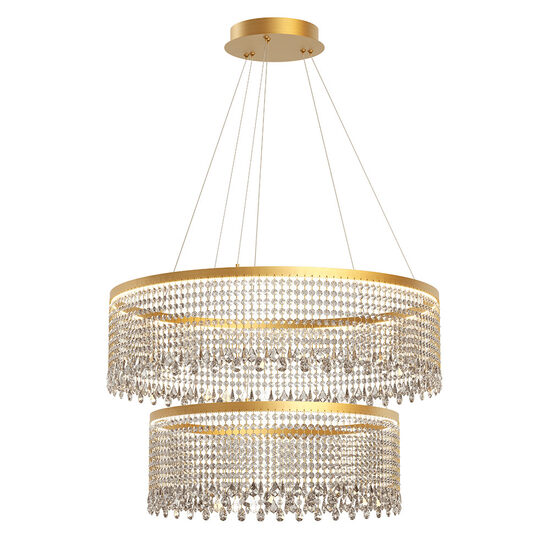 Lustra Vanesia aurie cu cristale, dimmabila in 3 pasi, LED 72W/8600lm, 3000K/4000K/6000K, CRI90, IVA PR M+L 11, Incanti