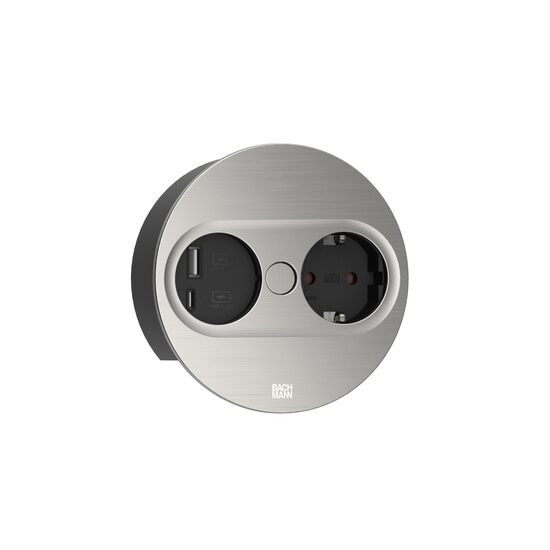 Priza simpla + 2 porturi USB, incastrabila, rotunda, Twist2 946.004, Bachmann