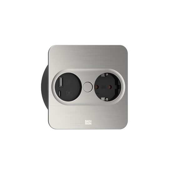 Priza simpla + 2 porturi USB, incastrabila, rectangulara, Twist2 946.005, Bachmann