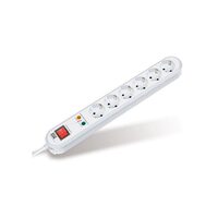 Prelungitor cu 6 prize Schuko si comutator, cablu 1.5 metri, protectie supratensiune, Smart 381.2501KR, Bachmann