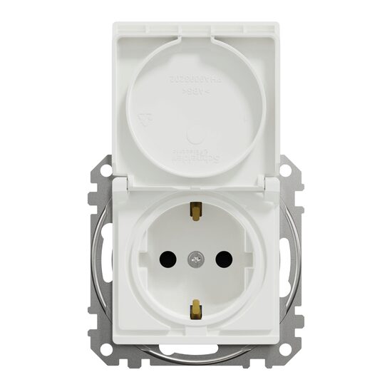 Priza simpla alba 16A 2P+E obturatoare+capac Sedna Design. Schneider Electric SDD111023