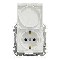 Priza simpla alba 16A 2P+E obturatoare+capac IP44 Design, Schneider Electric SDD211023