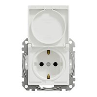 Priza simpla alba 16A, 2P+E obturatoare+capac fara surub IP44 Sedna Design, Schneider Electric SDD211024