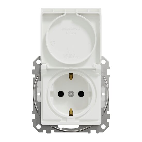 Priza simpla alba 16A, 2P+E obturatoare+capac fara surub IP44 Sedna Design, Schneider Electric SDD211024