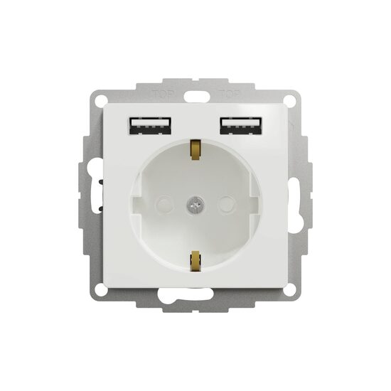 Priza simpla alba 16A 2P+E+2 USB 2.4A obturatoare Sedna Design, Schneider Electric SDD111052