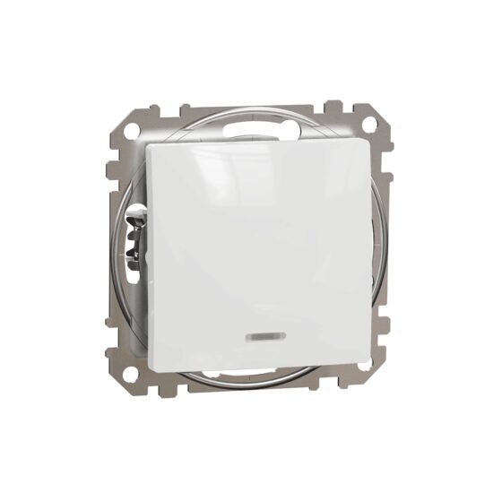 Intrerupator revenire alb indicator luminos albastru 10A Sedna Design, Schneider Electric SDD111111L