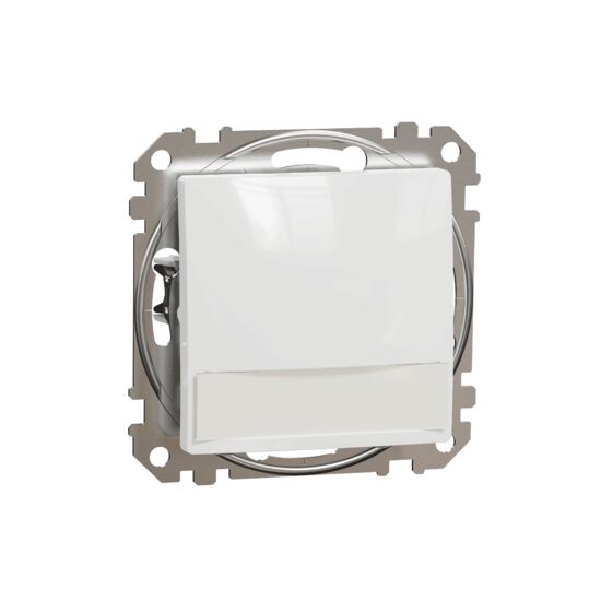 Intrerupator revenire alb indicator luminos albastru suport eticheta 12V 10A Sedna Design, Schneider Electric SDD111143L