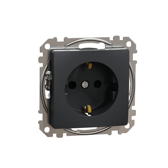 Priza simpla antracit 16A 2P+E obturatoare Sedna Design, SDD114021 Schneider Electric