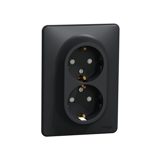 Priza dubla antracit 16A 2P+E obturatoare Sedna Design, SDD314221 Schneider Electric