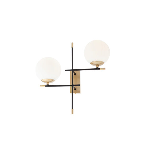 Aplica moderna negru mat+auriu sticla opal  2xE14/28W, Essential 01-2946 Smarter