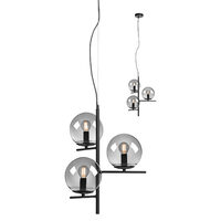 Lustra moderna negru mat abajururi sticla fumurie 3xE14/28W, Boldy 01-3072 Smarter