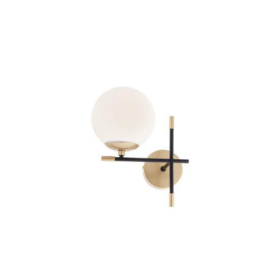 Aplica moderna stanga negru mat+auriu abajur sticla opal, E14/28W, Essential 01-2945 Smarter 