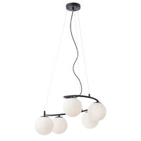 Lustra moderna neagra abajururi sticla opal 5xE14/28W, Volley 01-2720 Smarter