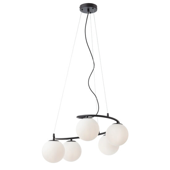 Lustra moderna neagra abajururi sticla opal 5xE14/28W, Volley 01-2720 Smarter