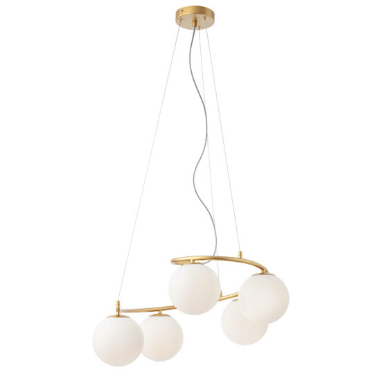 Lustra moderna aurie abajururi sticla opal 5xE14/28W, Volley 01-2719 Smarter
