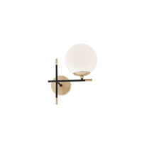 Aplica moderna dreapta negru mat+auriu abajur sticla opal E14/28W, Essential 01-2944 Smarter 