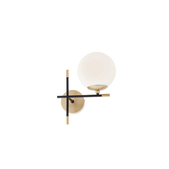 Aplica moderna dreapta negru mat+auriu abajur sticla opal E14/28W, Essential 01-2944 Smarter 