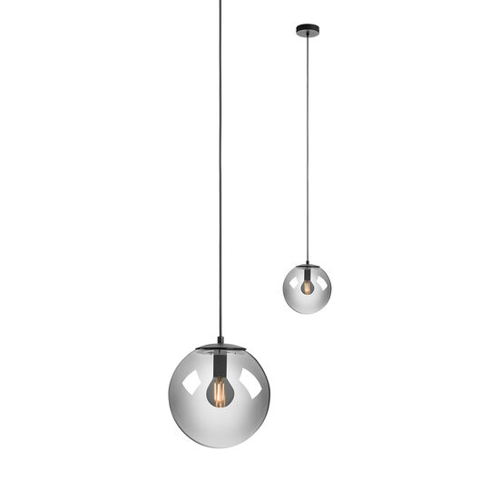 Lustra moderna negru mat abajururi sticla fumurie E14/28W, Boldy 01-3071 Smarter