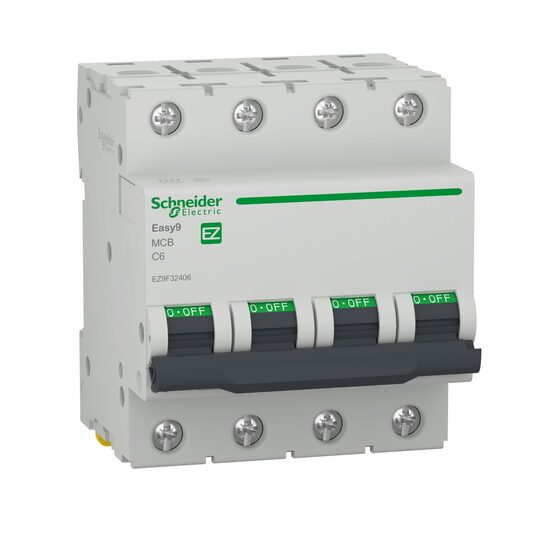 Siguranta automata 4P, 6A, curba C, 4.5kA, Schneider Electric Easy9 EZ9F32406