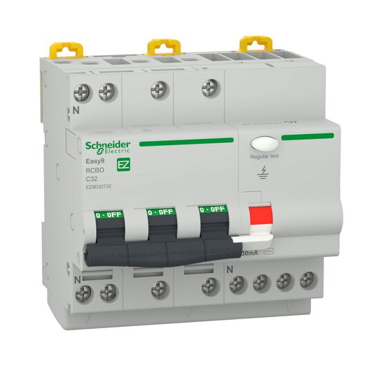 Siguranta diferentiala | Protectie diferentiala 3P+N, tip AC, 32A, 30mA, curba C, 4.5kA, Schneider Electric Easy9 EZ9D32732