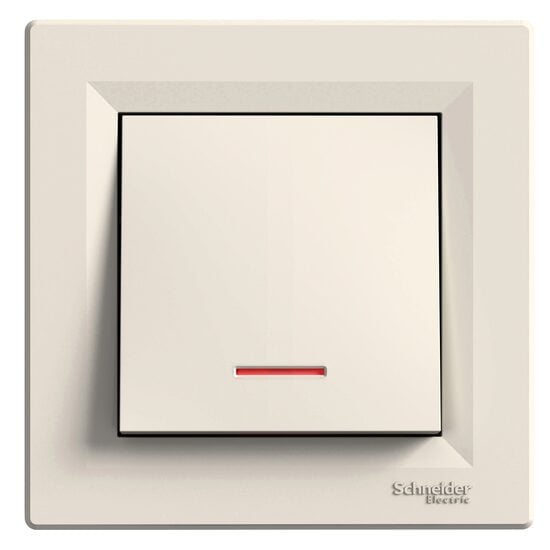 Intrerupator cu revenire, crem, lampa de localizare, 10A, Asfora Schneider Electric, EPH1600123