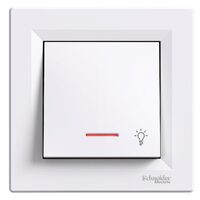 Intrerupator cu revenire, alb, simbol lumina si lampa de localizare, 10A, Asfora Schneider Electric, EPH1800121