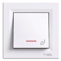 Intrerupator cu revenire, alb, simbol sonerie si lampa de localizare, 10A, Asfora Schneider Electric, EPH1700121