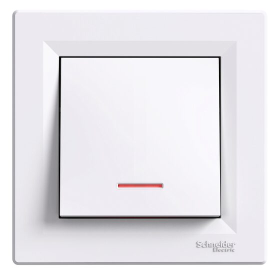 Intrerupator simplu, alb, lampa de localizare, 16A, Asfora Schneider Electric, EPH1430321